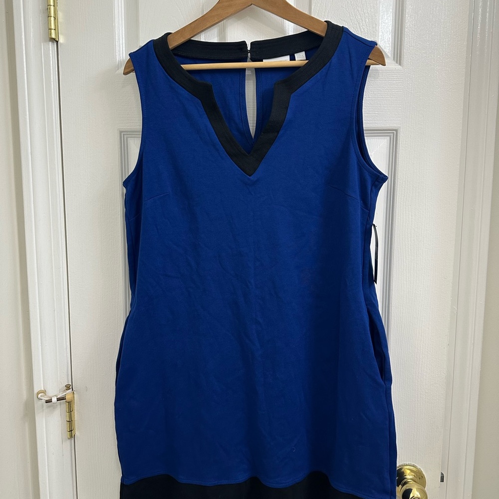 New York & Company Royal Blue and Black Dress